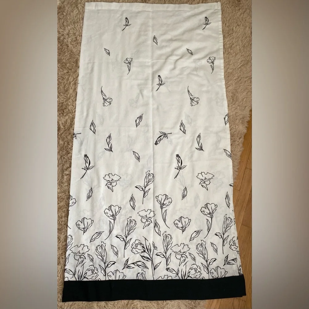 6/$20 Shower Curtain White with Black Embroidery Design